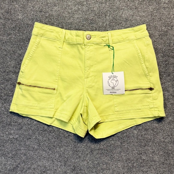 Pistola Pants - Pistola Mid Rise Soft Denim Shorts Limeade Green NWT Size 29 Zipper Pockets